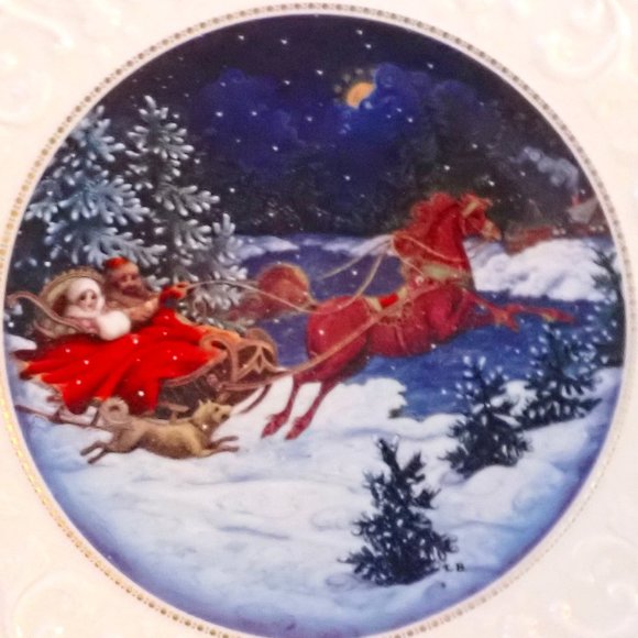 Lenox/Lynn Bywater's MIDNIGHT SLEIGH RIDE Xmas charger/#1565/boxed/1993
